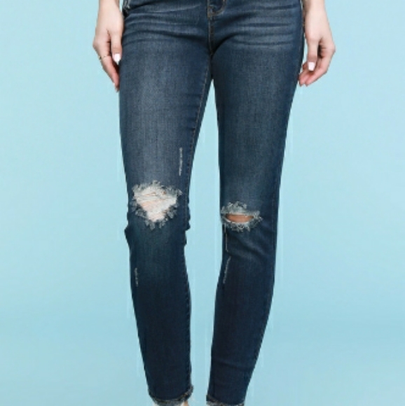 ♥️16W 18W 20W 22W♥️PL Cropped Knee Destroy Skinny - Picture 5 of 7